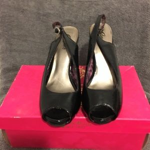 Candies black patent leather shoes heels
